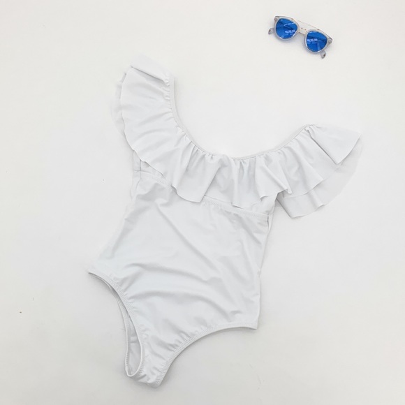4/$25 Raisins White Ruffle One Piece Swimsuit - Picture 3 of 7